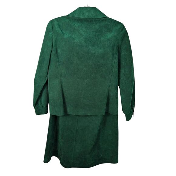 VIntage 70's Abe Schrader Faux Suede Green Shirt Skirt Set Retro Mod See Sizing - Picture 2 of 15